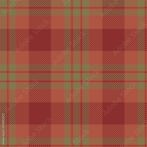 Vivid clay Seamless Tartan with Dusky dull brown accents Fabric Design