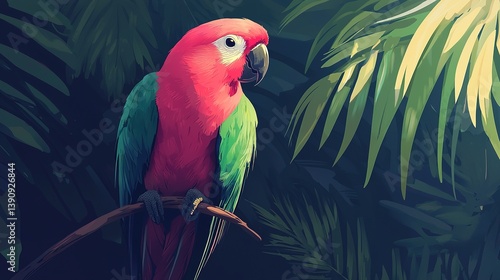 Wallpaper Mural Vibrant parrot perched on branch in lush tropical forest close-up photography nature wildlife Torontodigital.ca
