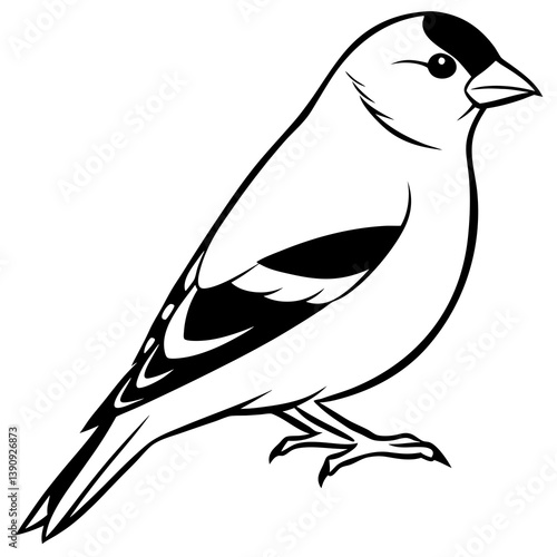Minimal American Goldfinch Vector Illustration on White Background