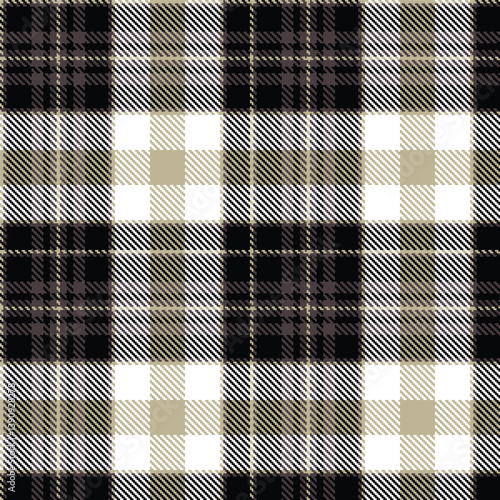 Highland dark grey Seamless Tartan with Fire putty accents Fabric Design