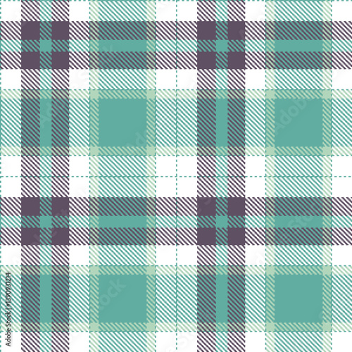 Neon dull teal Tartan patterns fabric texture. Timeless Dusky white Seamless Tartan