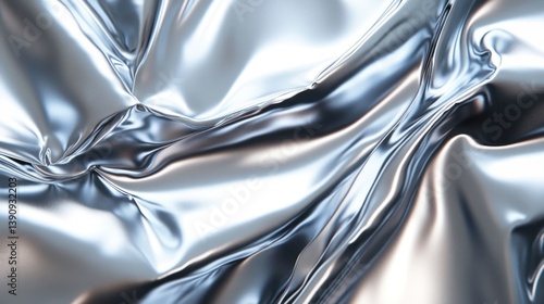Fototapeta Naklejka Na Ścianę i Meble -  Abstract Silver Liquid Flowing Fabric