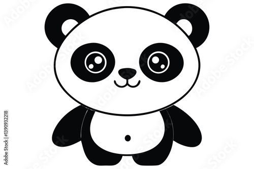 Cute baby panda cartoon illustration with bamboo in a fun and playful design.