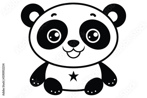Cute baby panda cartoon illustration with bamboo in a fun and playful design.