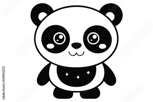Cute baby panda cartoon illustration with bamboo in a fun and playful design.