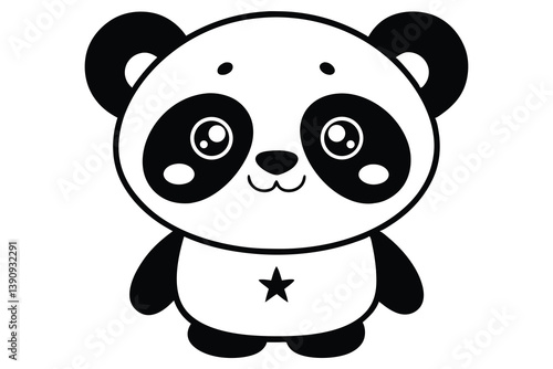 Cute baby panda cartoon illustration with bamboo in a fun and playful design.