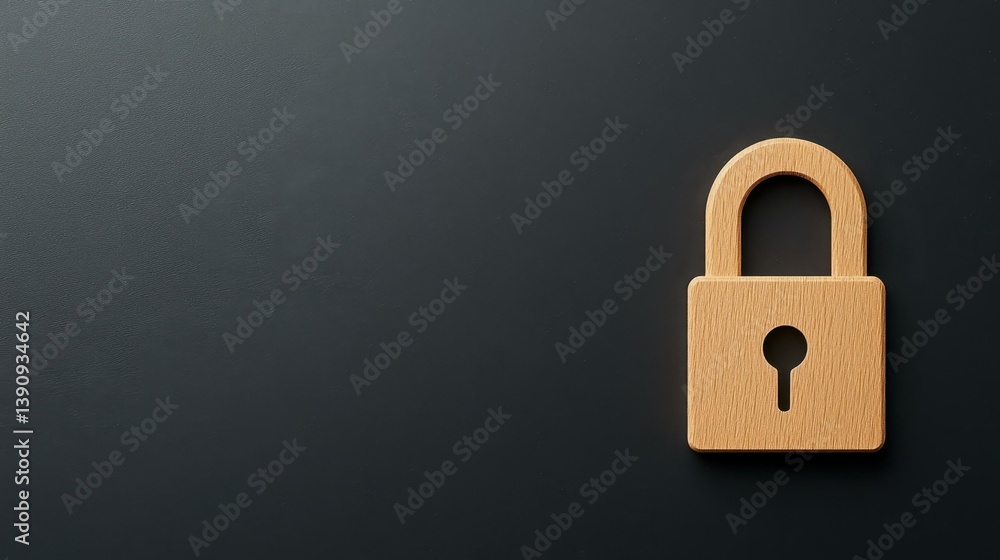 Fototapeta premium A sleek black backdrop highlights a padlock icon, representing trust, security, and the promise of confidentiality.