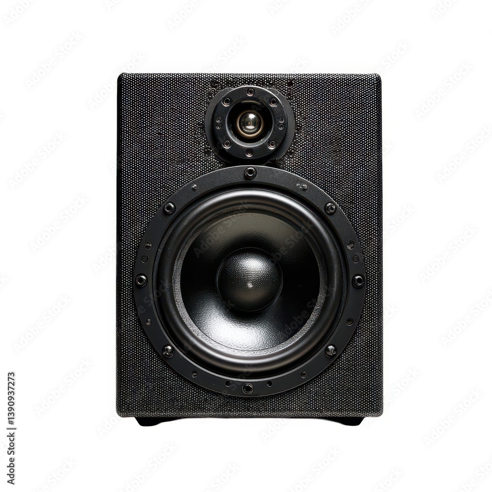 A single audio speaker isolated on white background A single audio speaker isolated on white background