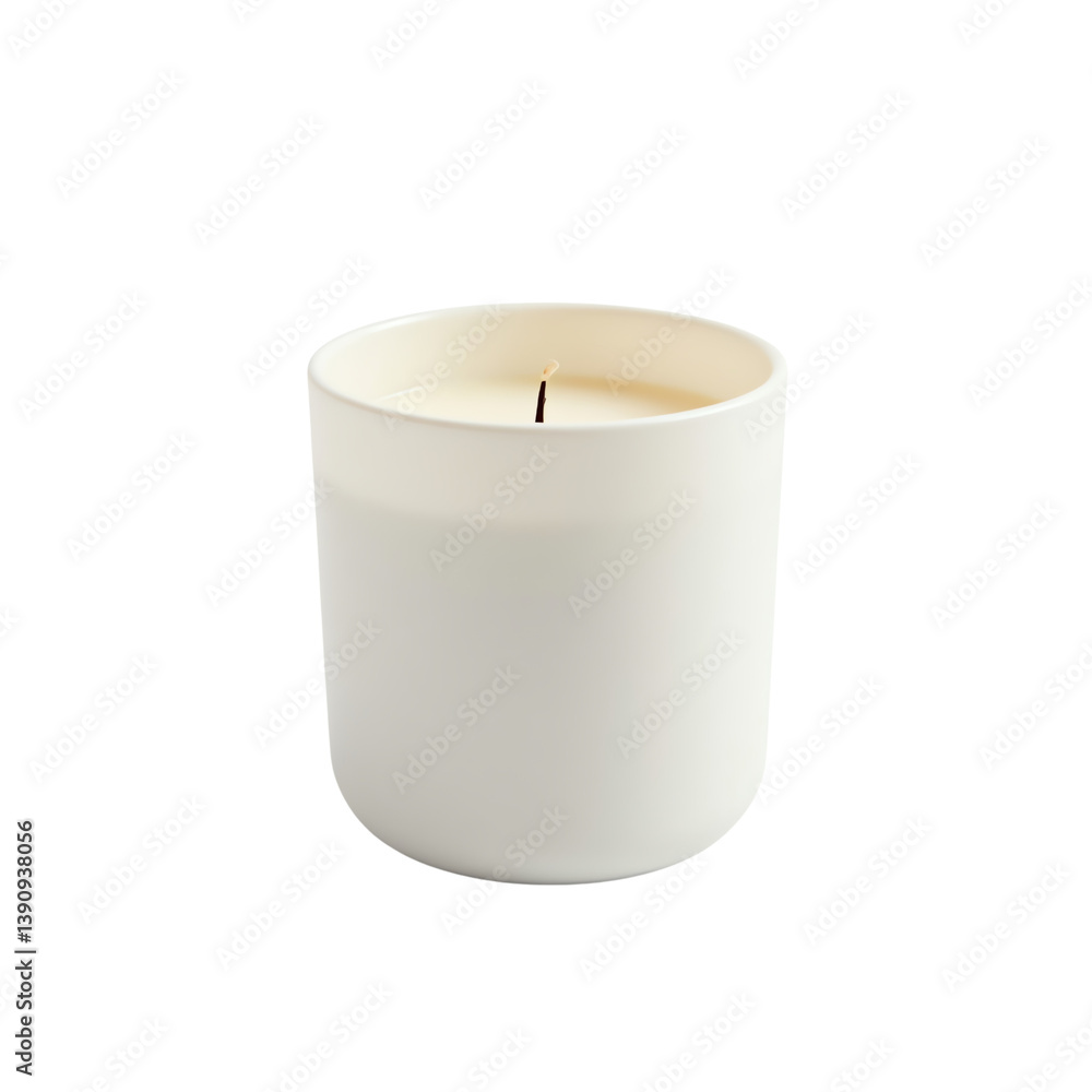 Candle in white container, white isolate background Candle in white container, white isolate background