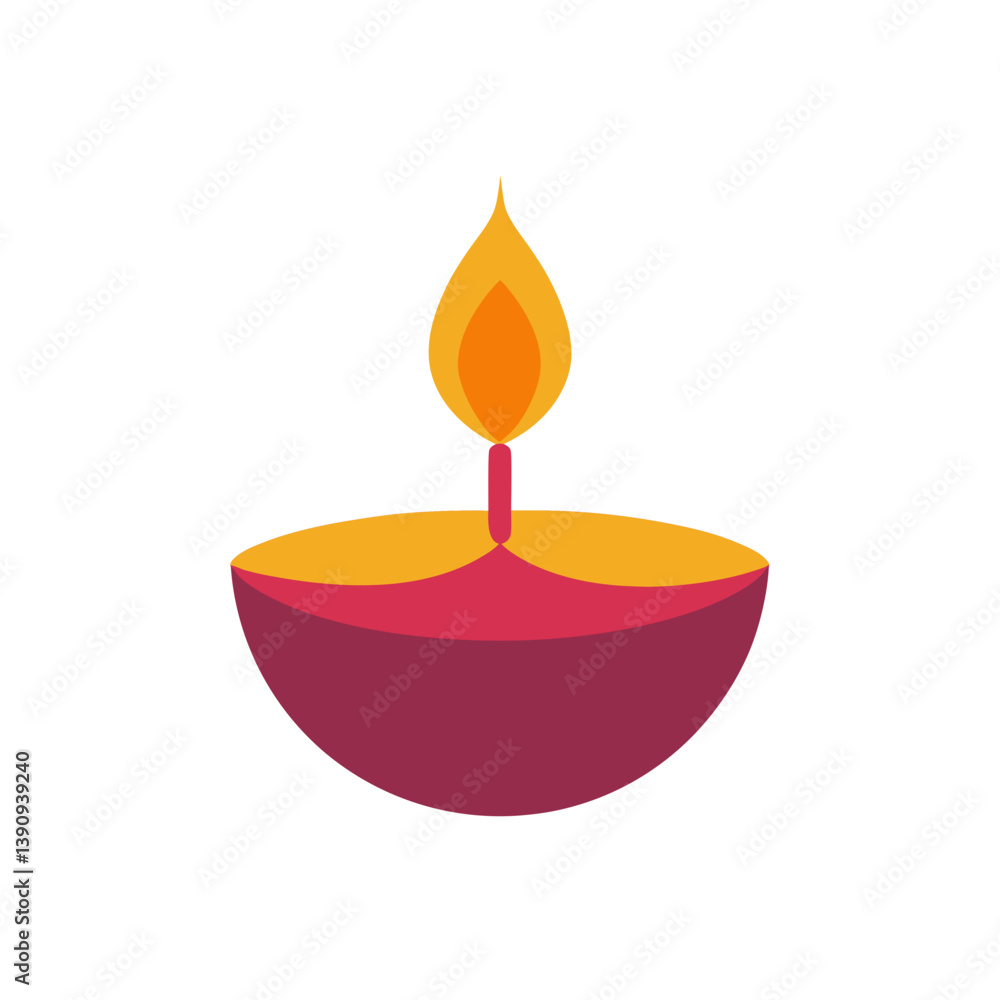 burning candle on a white background