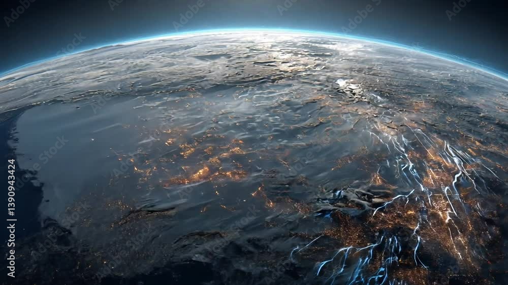Earth From Orbit During Solar Storm With Vibrant Auroras Generative AI Earth From Orbit During Solar Storm With Vibrant Auroras Generative AI