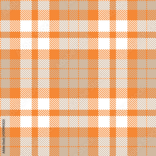 Timeless Seamless Tartan featuring Deep pumpkin orange and Smoky putty Fabric Design