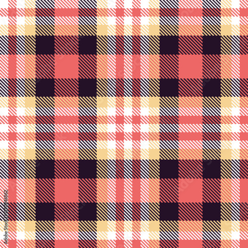 Wallpaper Mural Plaid pattern seamless. Sandy white & Rustic pastel red Tartan Fabric Design.  Torontodigital.ca