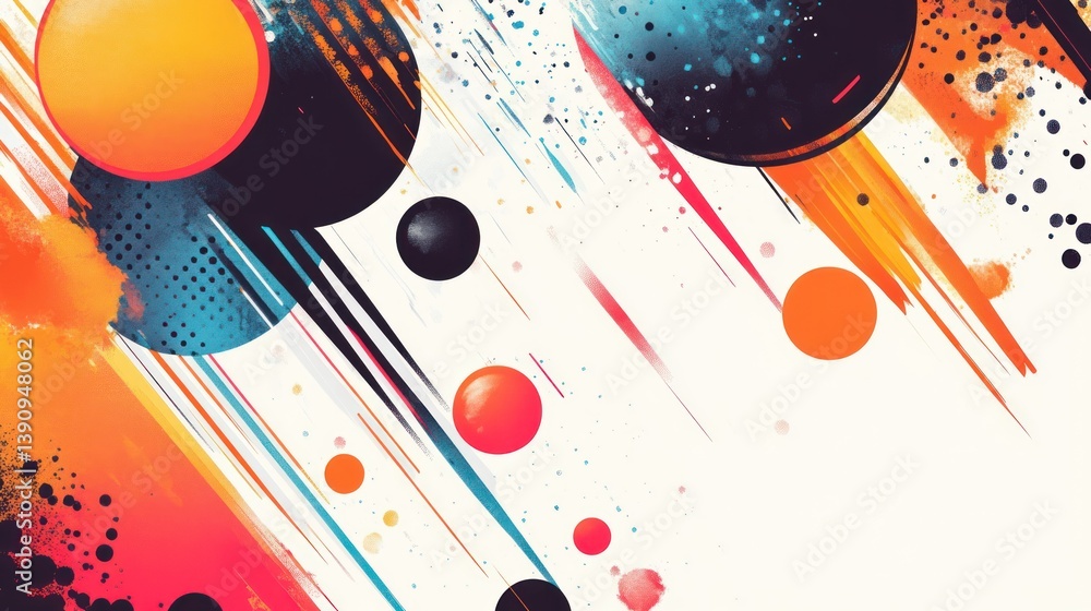 Obraz premium Colorful abstract circles, dynamic lines, background