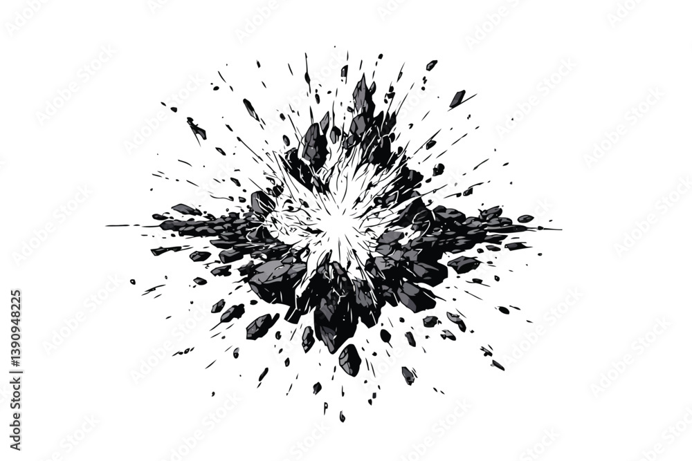 Explosion Impact Effect with Shattered Debris smash isolated Explosion Impact Effect with Shattered Debris smash isolated