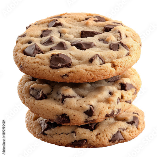 chocolate chip cookies isolated on white