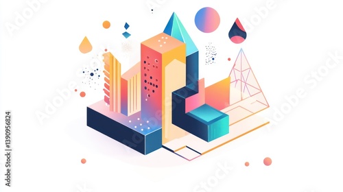 Colorful isometric city abstract design