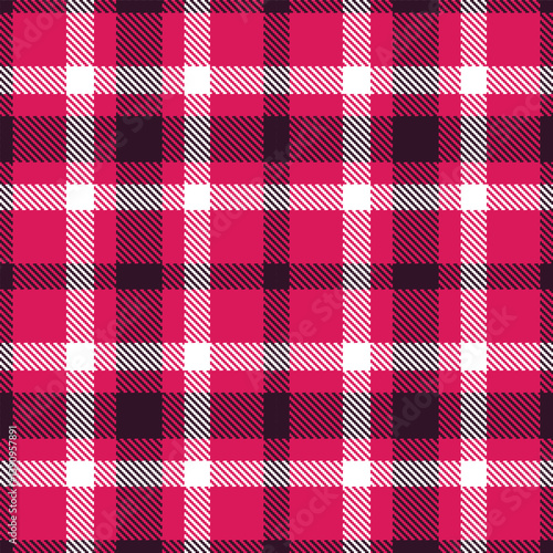 Soft cerise Seamless Tartan with Vintage dark plum accents Fabric Design
