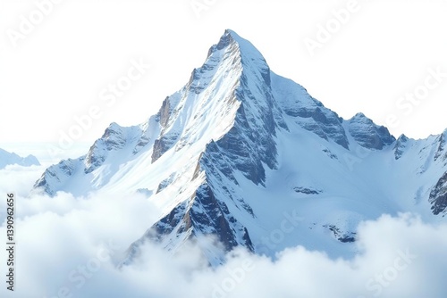 Wallpaper Mural Snow-covered mountain peak against a stark white sky, scenic, pure white, alpine Torontodigital.ca