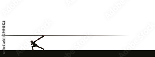 anime character vector slashing enemy silhouette eps 10