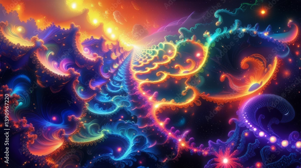 Vibrant Abstract Fractal Art with Colorful Swirling Patterns Background Vibrant Abstract Fractal Art with Colorful Swirling Patterns Background