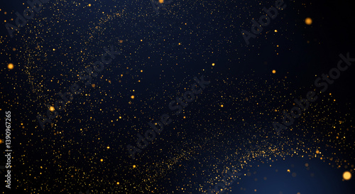 Wallpaper Mural A mesmerizing cosmic dance of golden dust particles swirling in a deep blue night sky, creating a magical and ethereal atmosphere. Torontodigital.ca