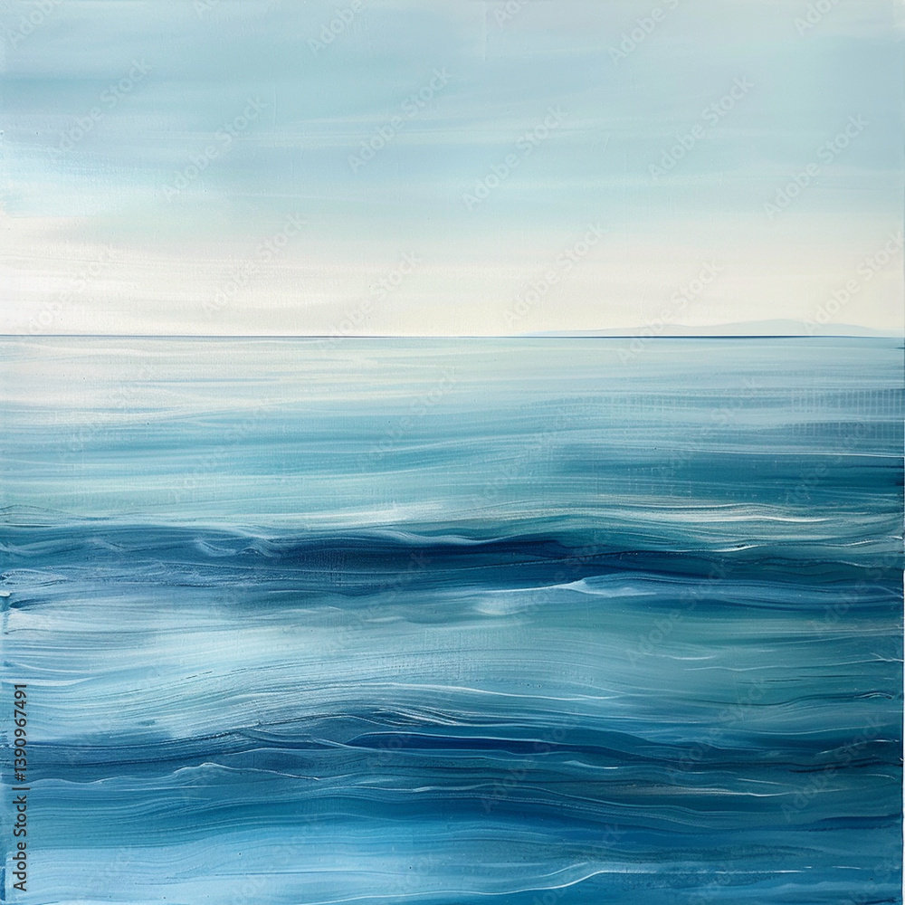 Fototapeta premium Gentle Ocean Waves Forming Smooth Ripples Blending Deep Blue Aqua Tones Illuminated By Soft Sunlight Ar 169
