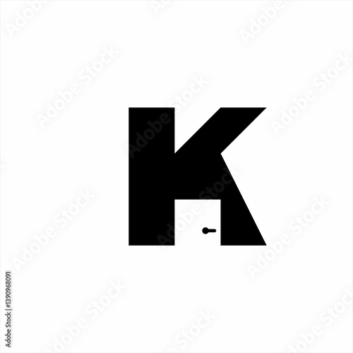 Initial letter K logo design with door symbol in negative space.