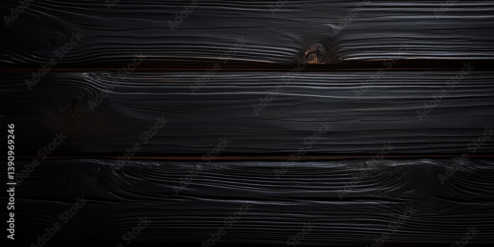 A close-up of dark, stained wooden planks showing the wood grain and texture.