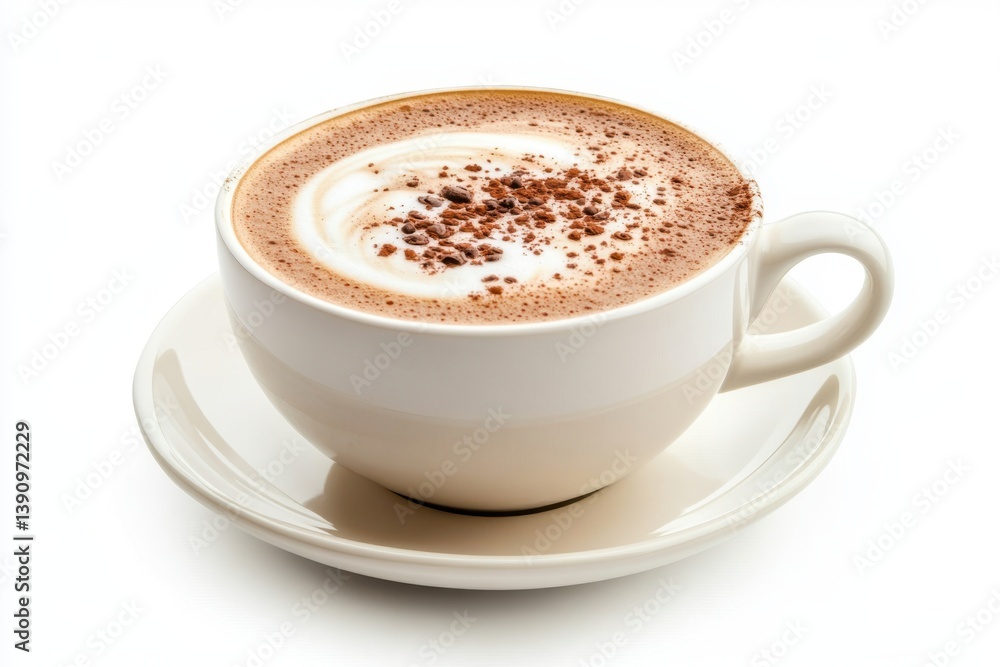 A cup of hot chocolate with foam and chocolate sprinkles on top A cup of hot chocolate with foam and chocolate sprinkles on top