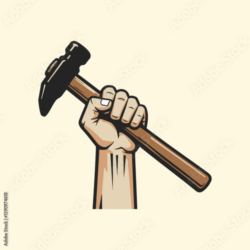 hammer holding hammer icon. vector illustration of hammer, hammer and nails