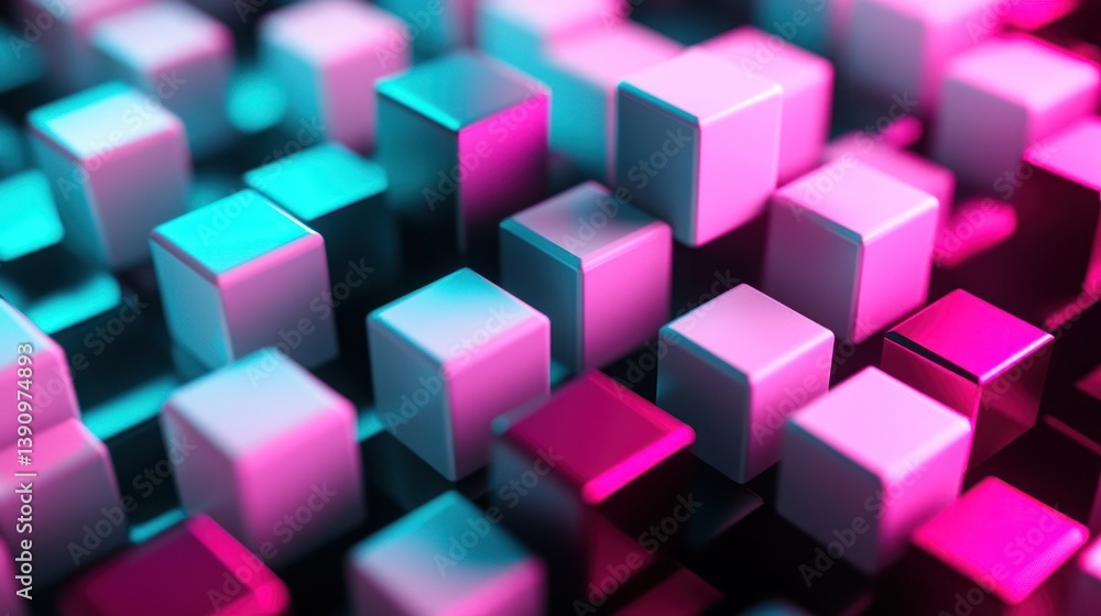 Abstract 3D cubes, vibrant colors Abstract 3D cubes, vibrant colors