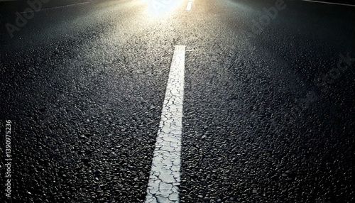 Cracked road line in sunlight