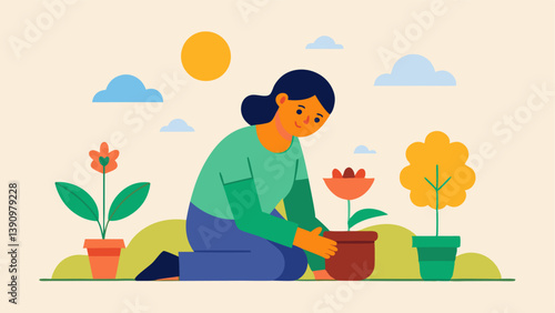 Gardening Joy An individual planting flowers and vegetables in a garden showing how nurturing nature through play can promote mental wellbeing.