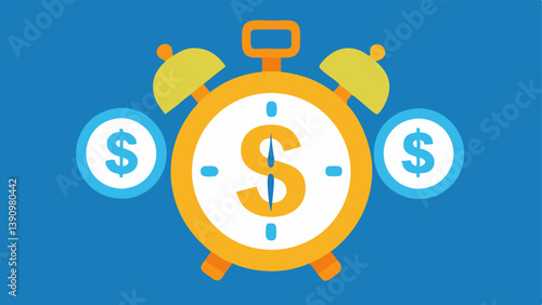 Alarm Clock with Dollar Signs An alarm clock featuring large dollar signs instead of numbers indicating the urgency of saving money for emergencies.