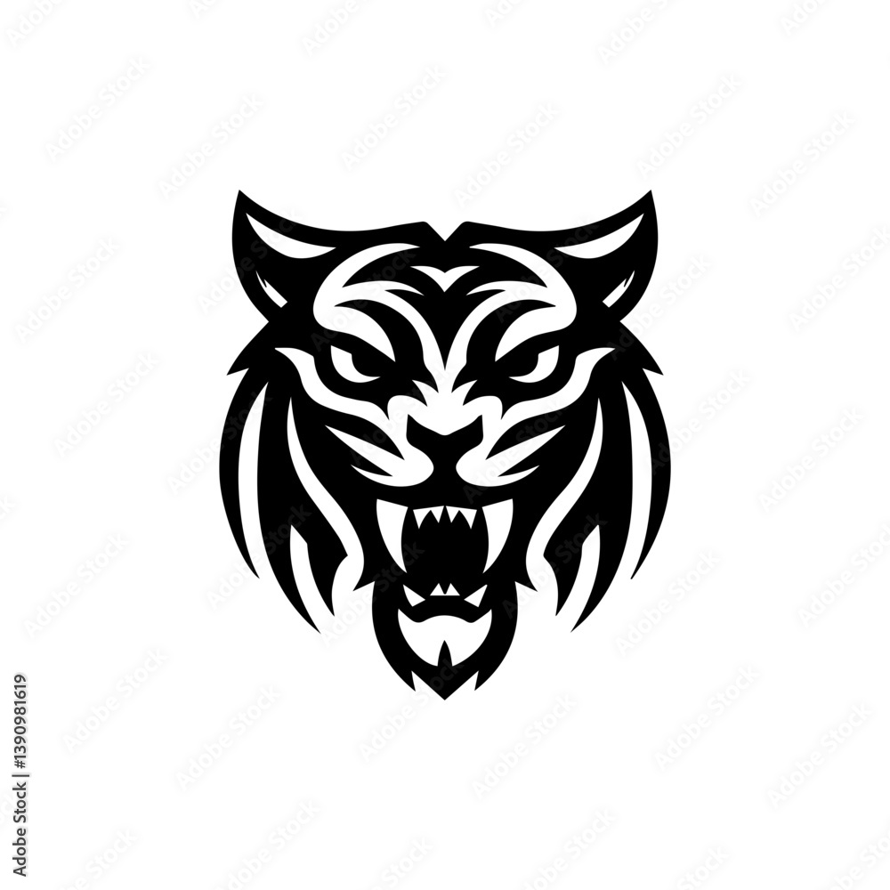Fototapeta premium modern and minimalist tiger head wild animal logo vector illustration .