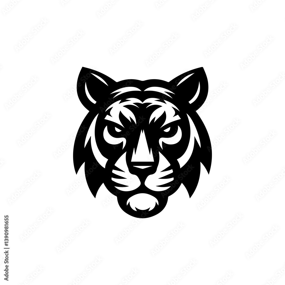 Fototapeta premium modern and minimalist tiger head wild animal logo vector illustration .