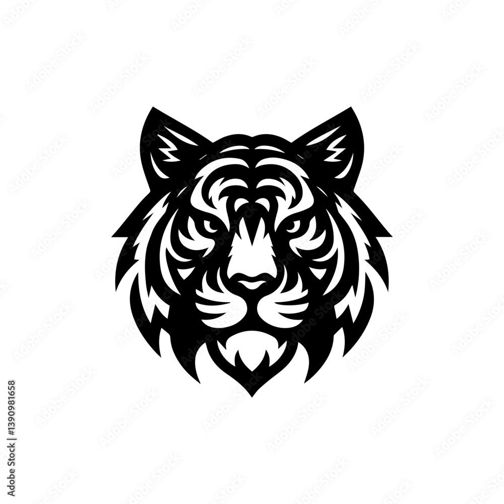 Fototapeta premium modern and minimalist tiger head wild animal logo vector illustration .