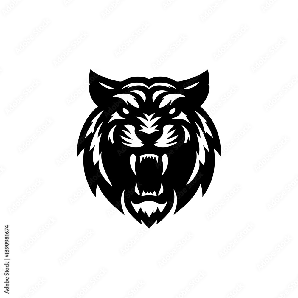 Fototapeta premium modern and minimalist tiger head wild animal logo vector illustration .