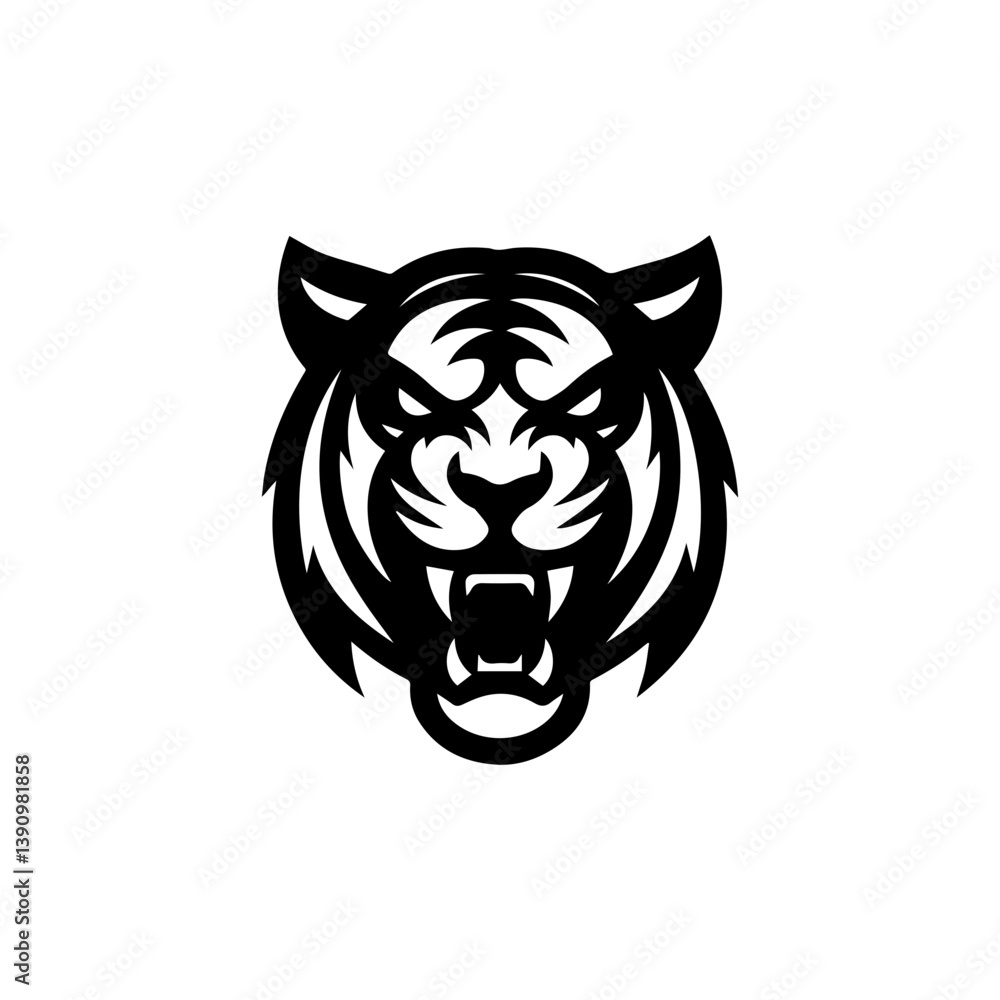 Fototapeta premium modern and minimalist tiger head wild animal logo vector illustration .
