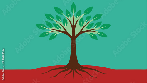 Growing Tree Illustrate a tree growing from two roots with different perspectives symbolizing how empathy nurtures understanding and growth in relationships.