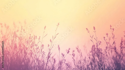 Fototapeta Naklejka Na Ścianę i Meble -  Soft, Pastel Sunset Field