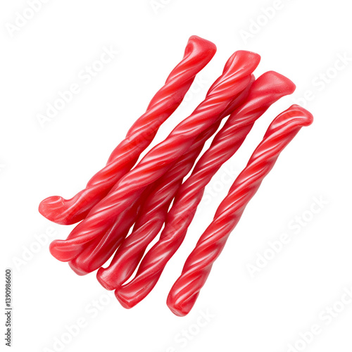 Strawberry Licorice Twists Isolated on Transparent Background