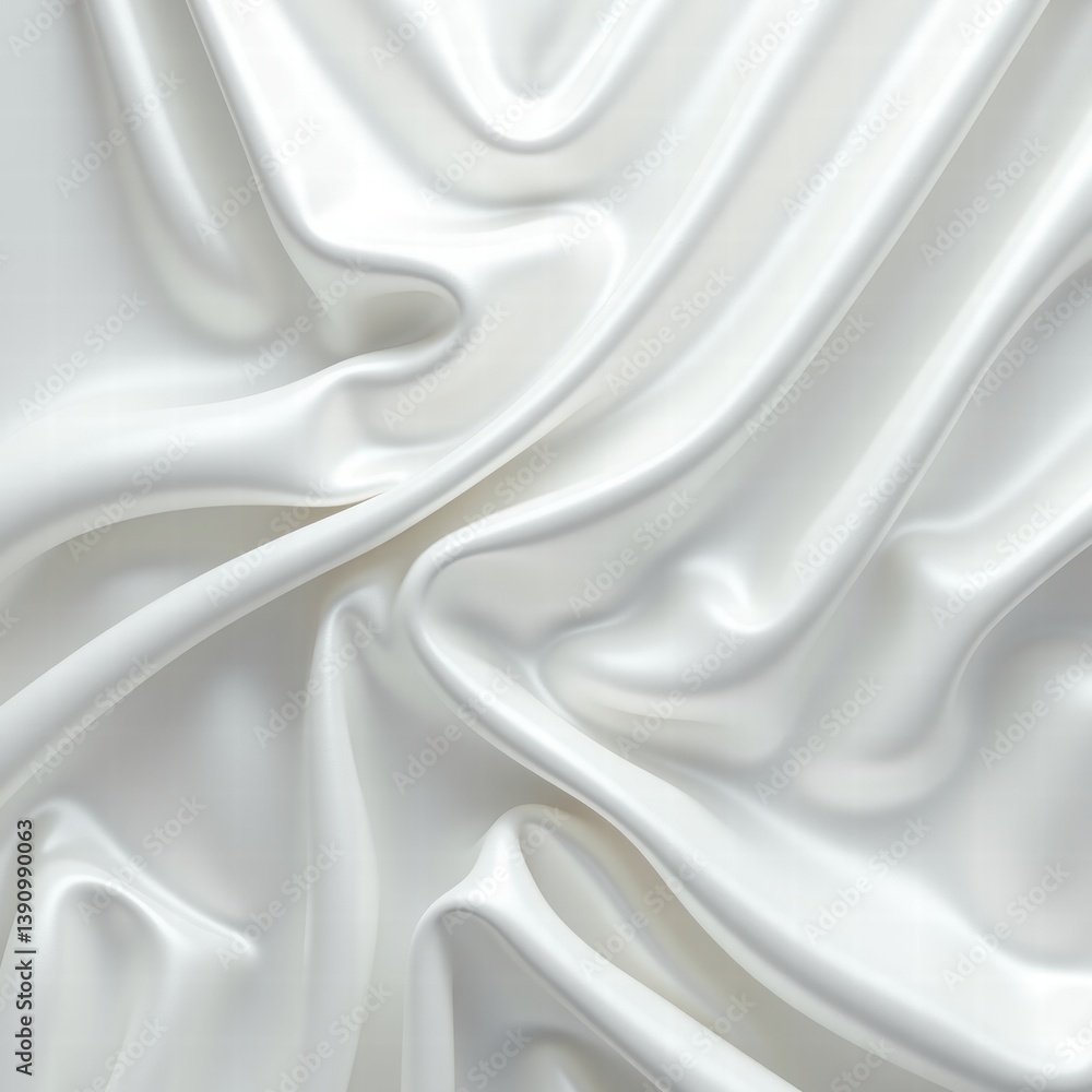 Fototapeta premium Smooth, luxurious white fabric draped elegantly, perfect for fashion, design, and textile-related projects.