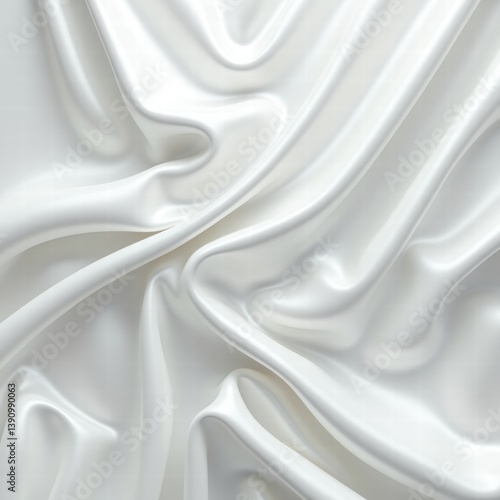Smooth, luxurious white fabric draped elegantly, perfect for fashion, design, and textile-related projects.