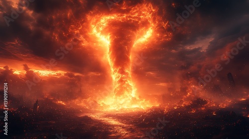 Cinematic View Of Fire Spiral Forming In Sky Photo