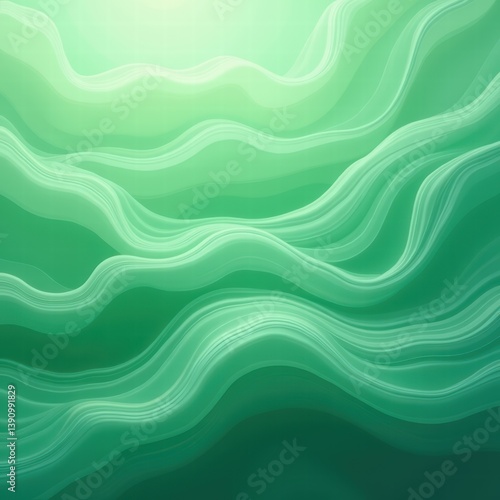 Abstract green waves create a soothing visual effect, perfect for backgrounds, digital art, or branding materials that evoke calmness and creativity.