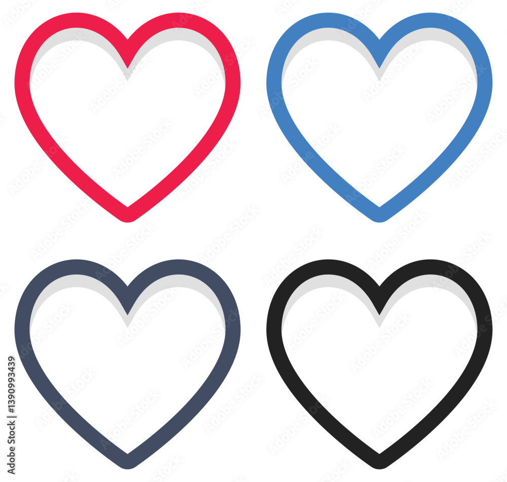 Set of heart icon isolated on white background. Set of heart icon isolated on white background.