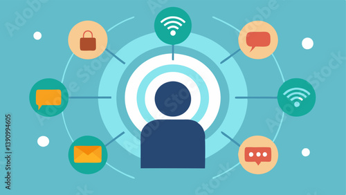 Distraction Radar A radar screen depicting a person at the center with waves emanating towards multiple distractions labeled Text Game Social Media and more illustrating the