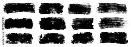 set of grunge paint, ink brush strokes. brush collection isolated on white background. Trendy brush stroke for black ink paint,grunge backdrop, dirt banner,watercolor design and dirty texture